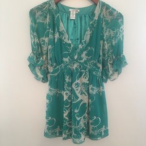 Sophie Max turquoise and cream silk top